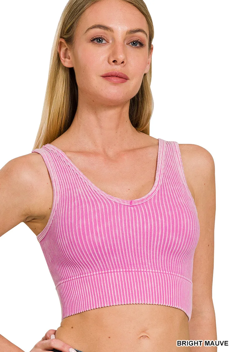2 way neckline washed ribbed seamless tank top