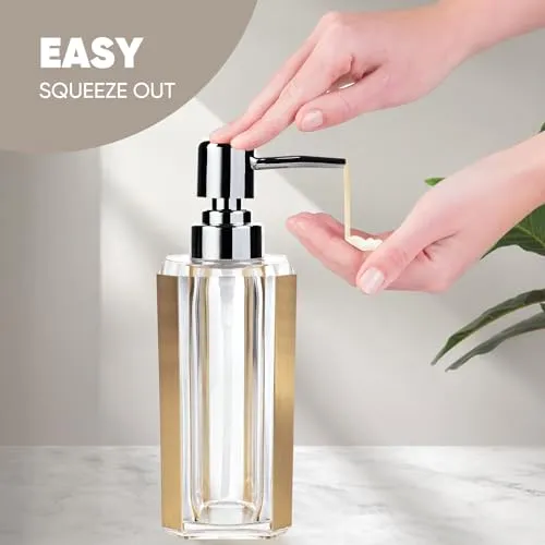 4-Piece Premium Acrylic Bathroom Accessory Set-Hand Sanitizer Bottle Lotion Can Bathroom Suit Separate Bottle Soap Box Mouthwash Cup Toothbrush Cup (Brushed Black)