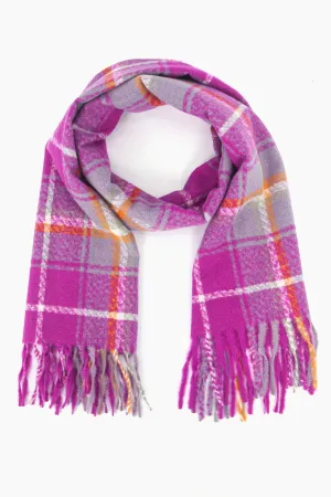 Alba Heavyweight Scarf - Violet, Traditional Check