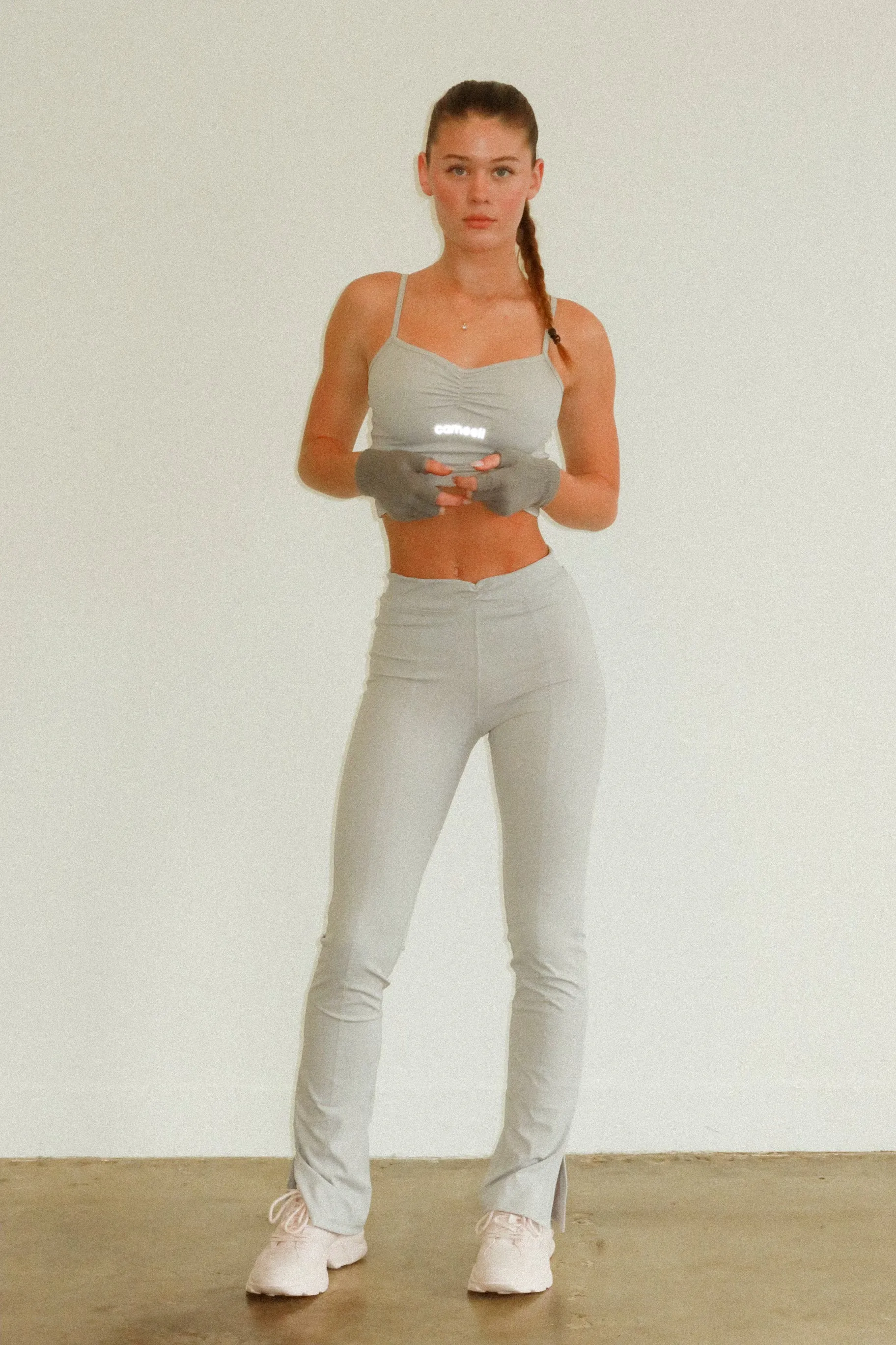 Ash Grey Scrunch Tank Top