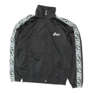 Asics Mens Black Tape Logo Track Jacket | Vintage 90s Tracksuit Top Sportswear