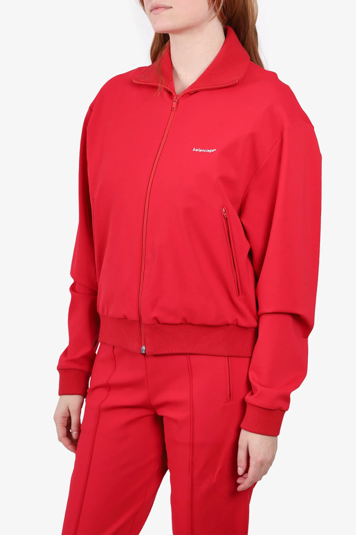 Balenciaga Red Track Zip-Up Jacket with Track Pants Set Size 46/48 Men's