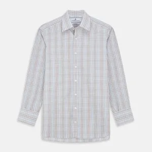 Beige and Light Blue Check Cotton Regular Fit Mayfair Shirt