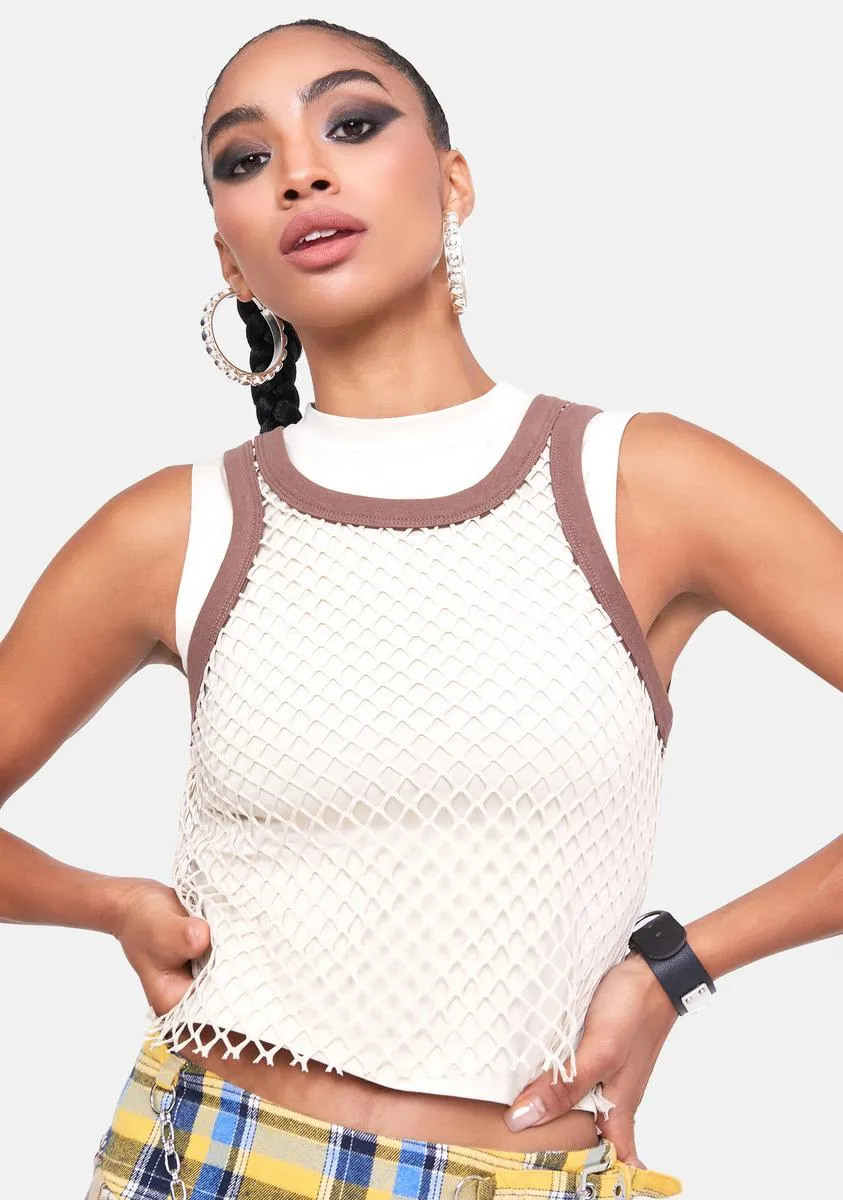 Beige Double Layer T-Shirt & String Vest