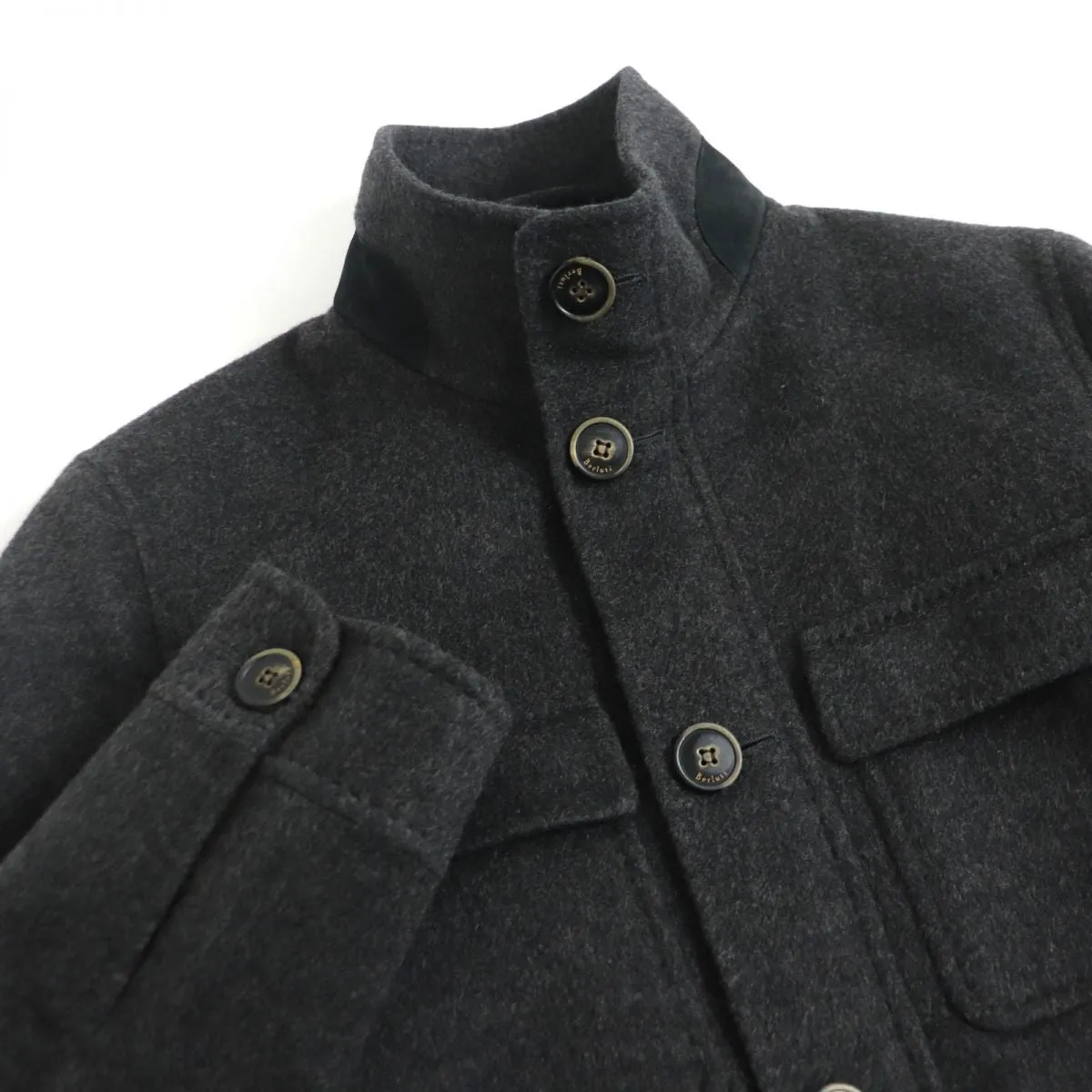 Berluti Cashmere Lamb Leather CPO Jacket Grey