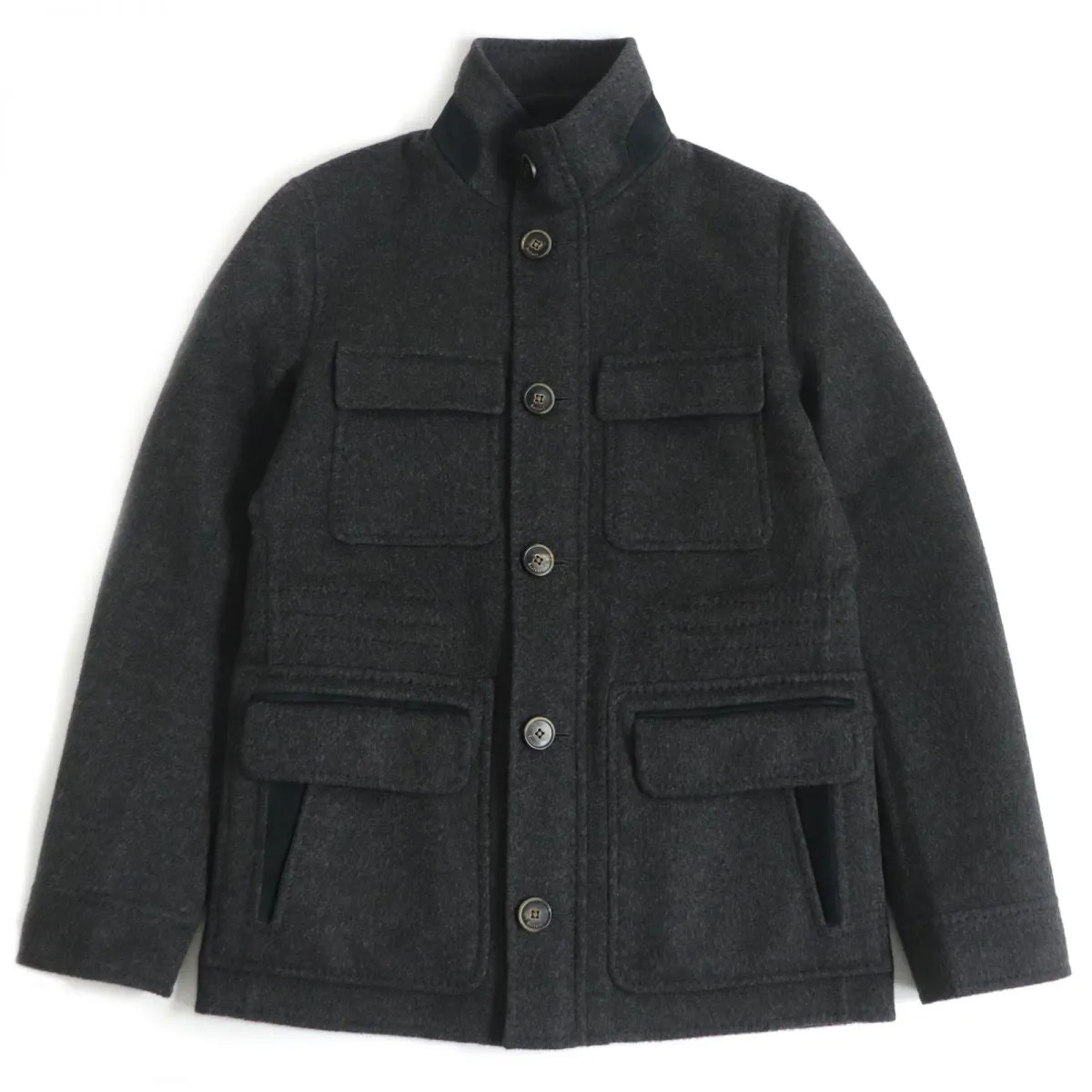 Berluti Cashmere Lamb Leather CPO Jacket Grey