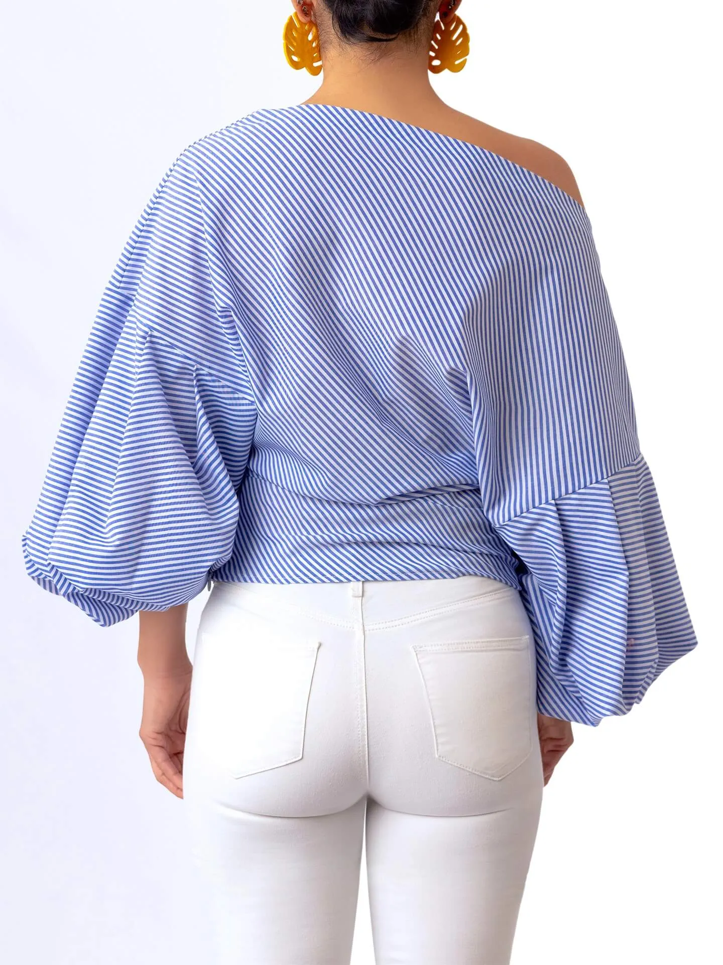 “Bísí” Stripe Billow Sleeve Top