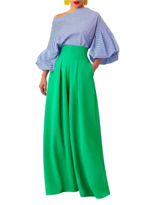 “Bísí” Stripe Billow Sleeve Top