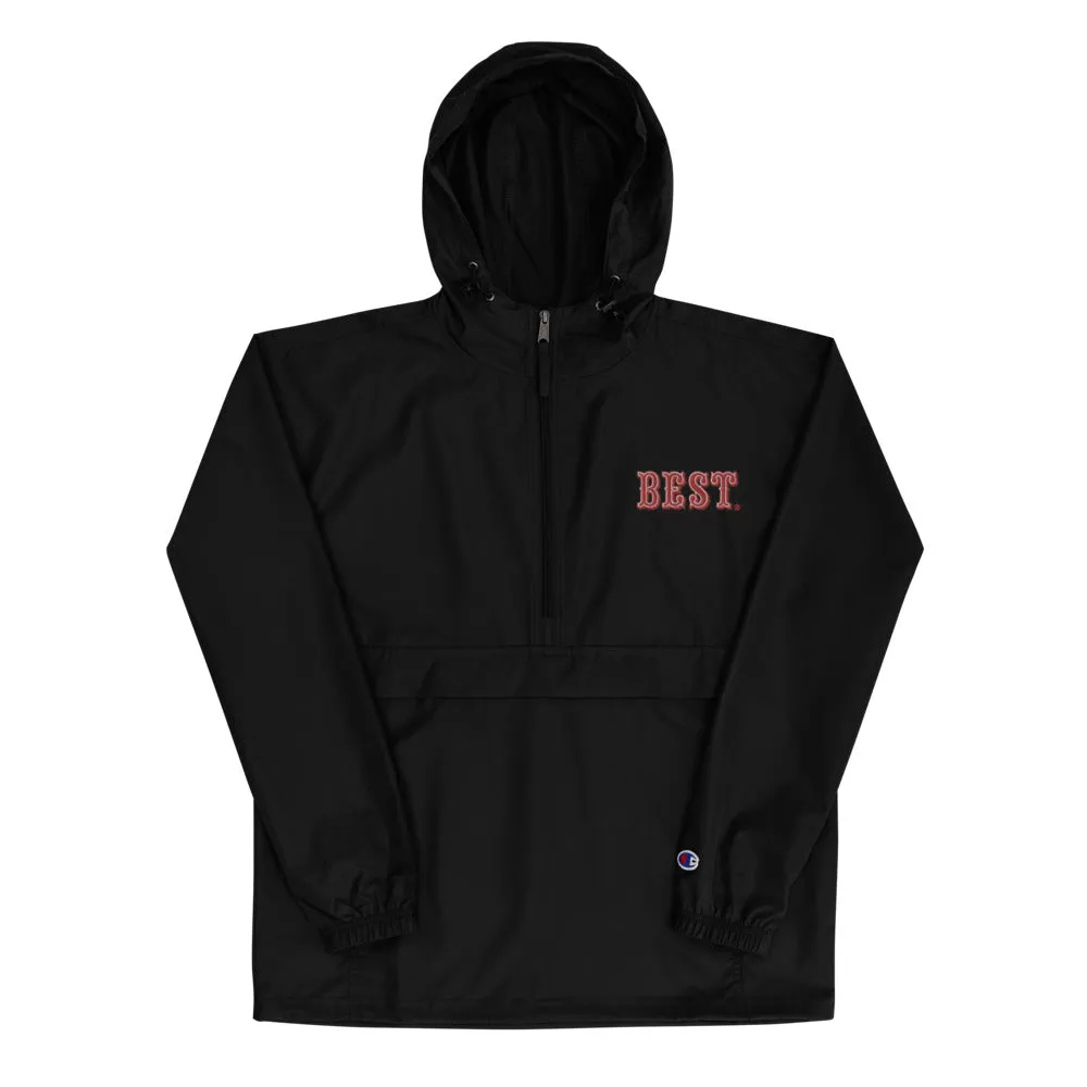 Black Embroidered NINERS BEST X Champion Packable Jacket