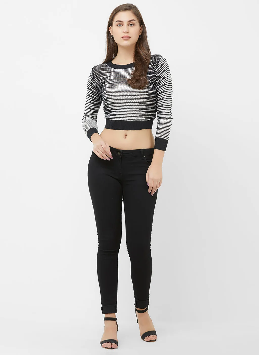 Black Stripe Crop Top