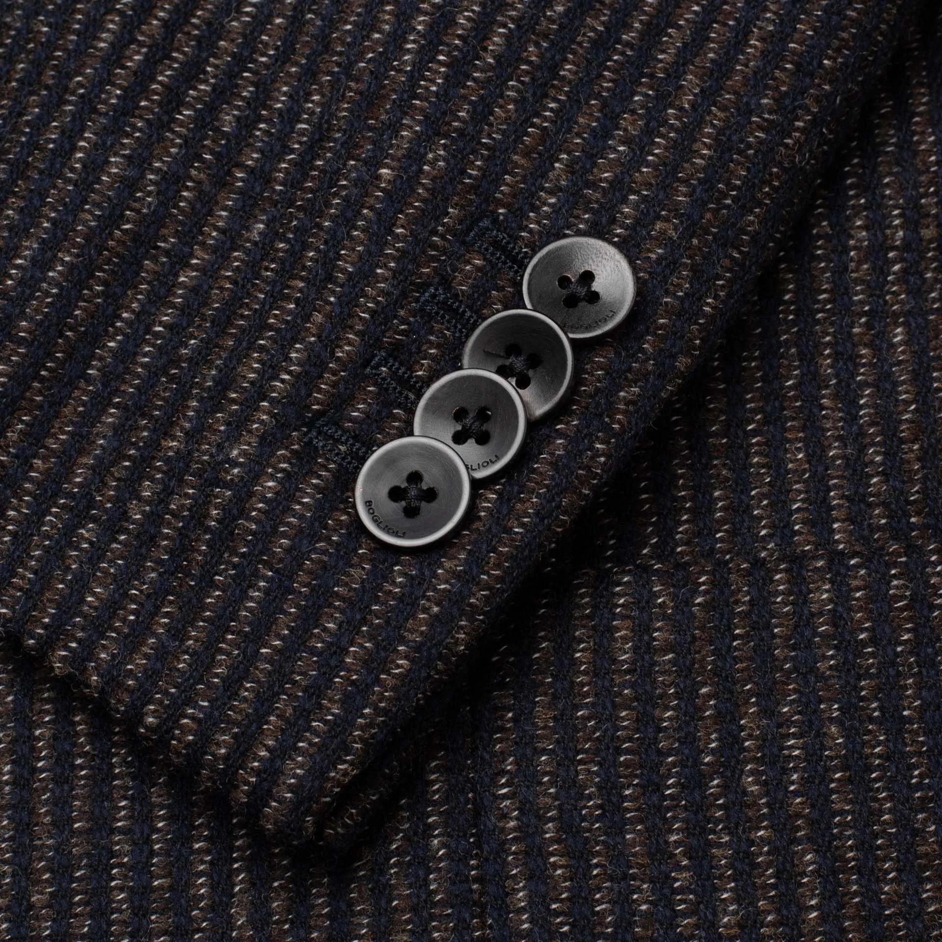 BOGLIOLI "K.Jacket" Brown Striped Wool-Cotton-Cashmere Unlined Jacket 50 NEW 40