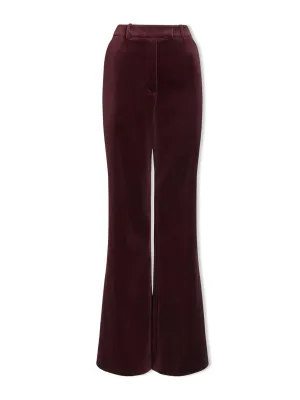 Burgundy Taylor velvet wide leg trousers