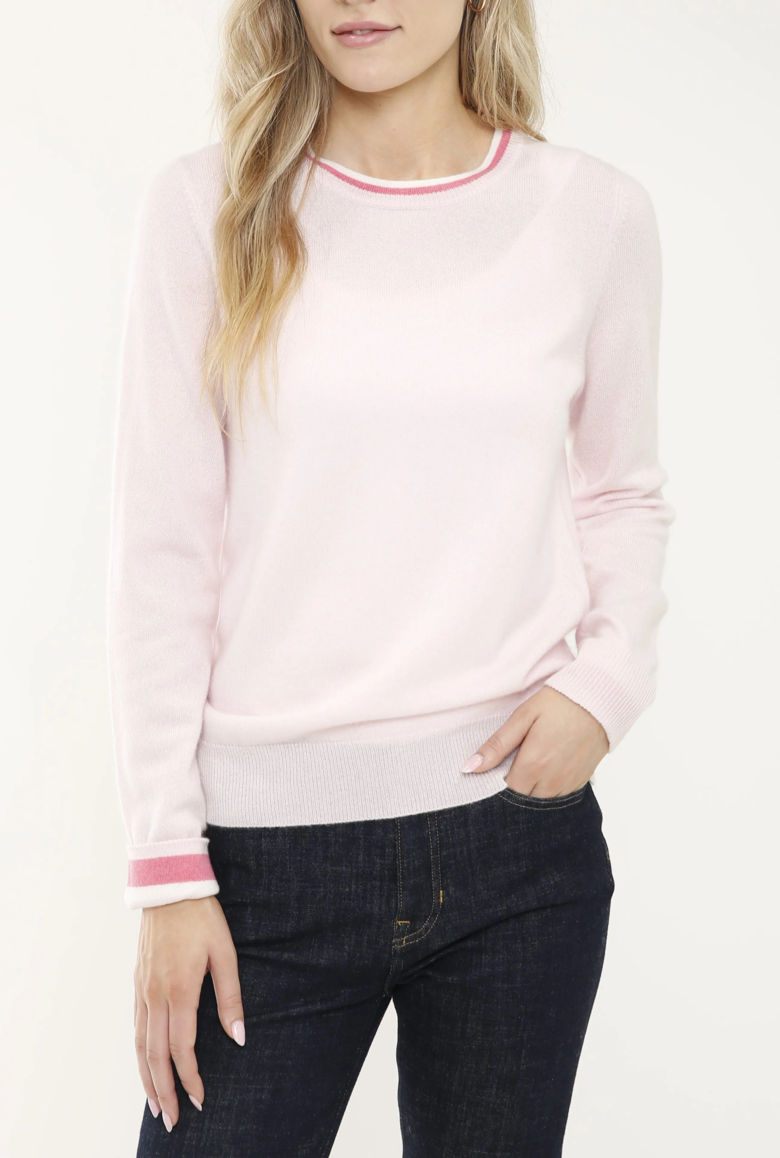Cashmere Long Sleeve Sweater with Triangle Scarf