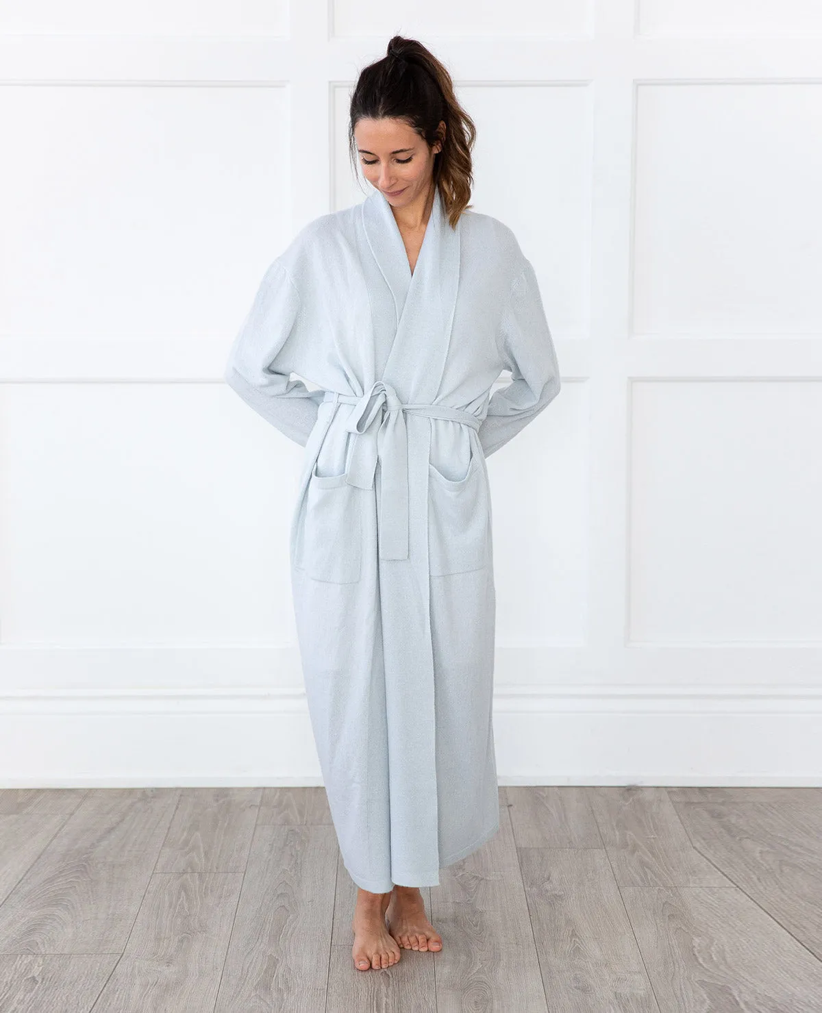 Cashmere Robe Blue - MED & LARGE LEFT