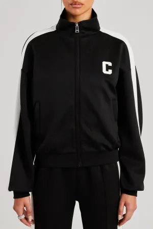 Cernucci Embroidered Varsity Track Jacket - Black