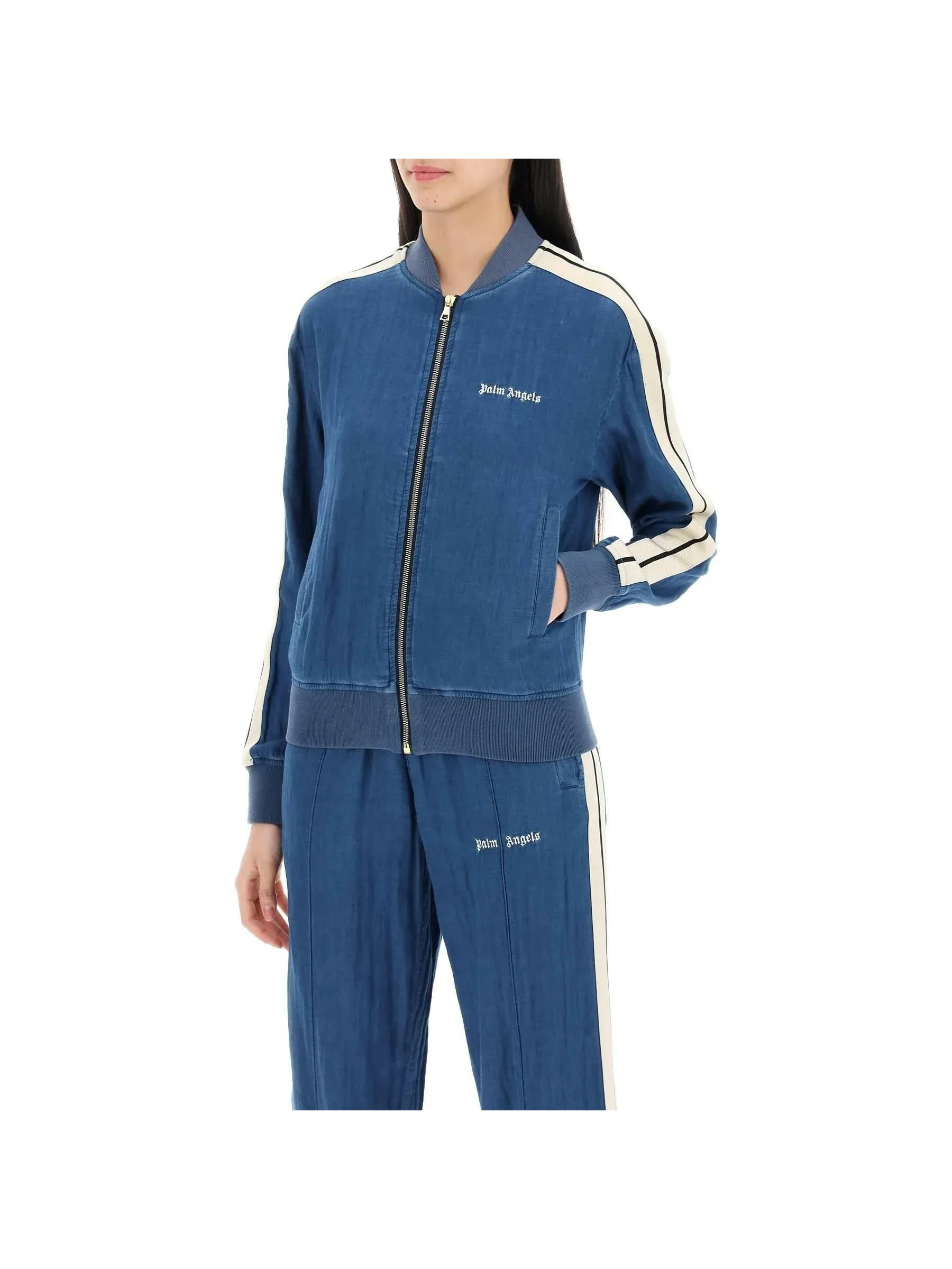 Chambray Track Bomber Jacket