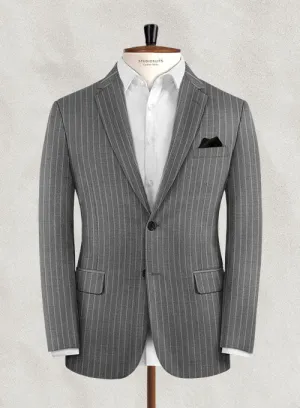 Charles Clayton Bisela Gray Stripe Wool Jacket