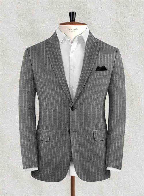 Charles Clayton Bisela Gray Stripe Wool Jacket