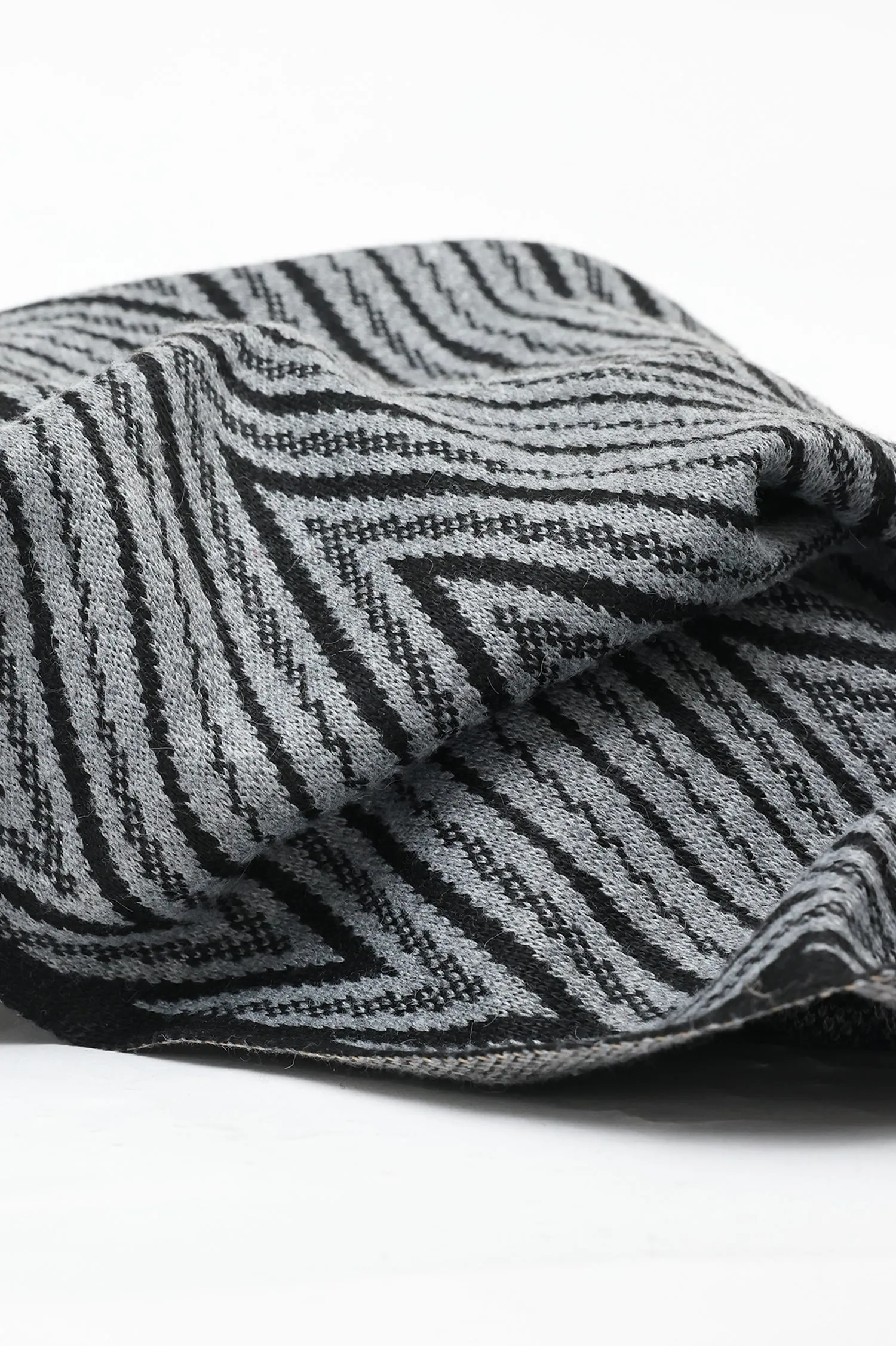 CHEVRON KNIT SCARF-BLACK