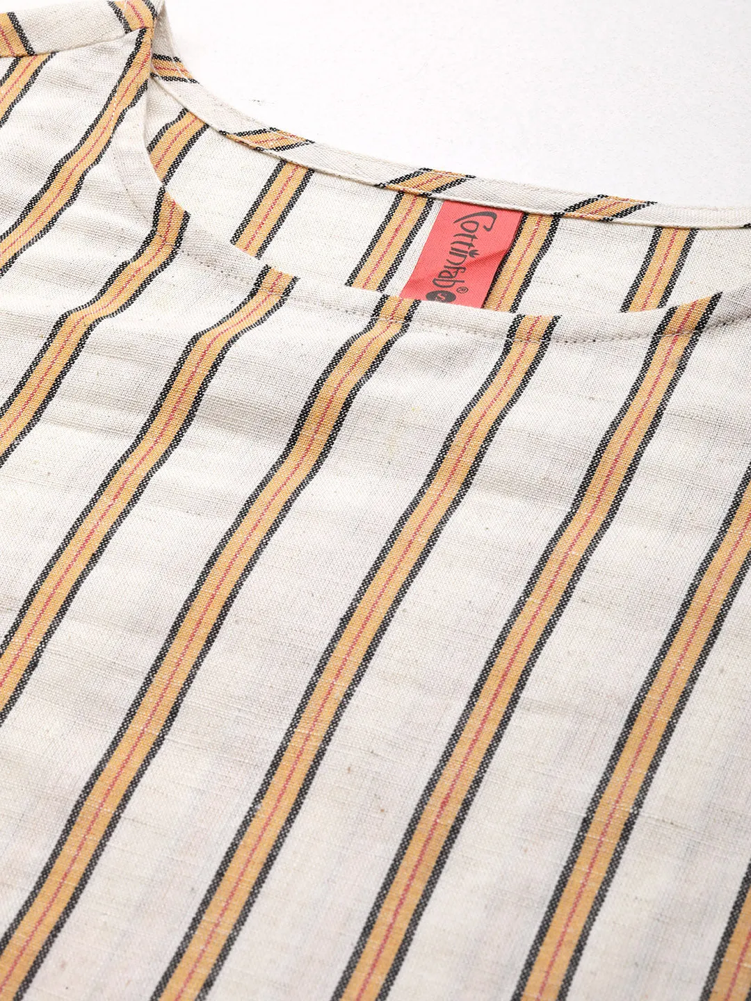 Cottinfab Women Striped Waist Tie-Up Top