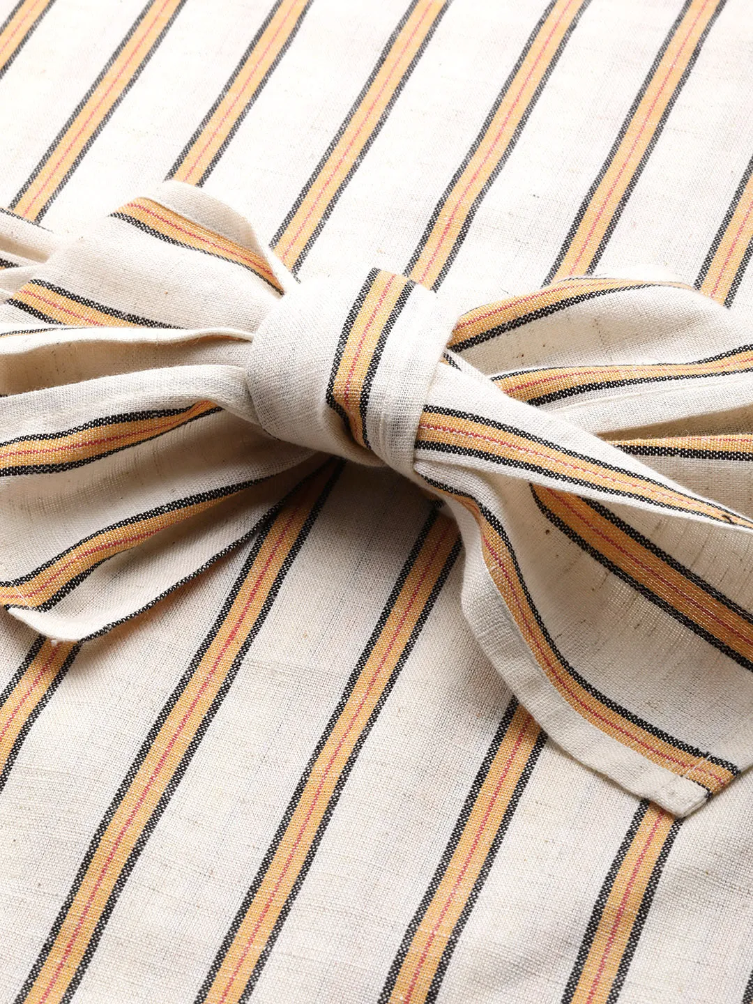 Cottinfab Women Striped Waist Tie-Up Top