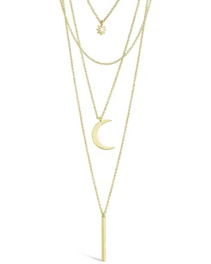 Crescent & Bar Multi Layer Necklace