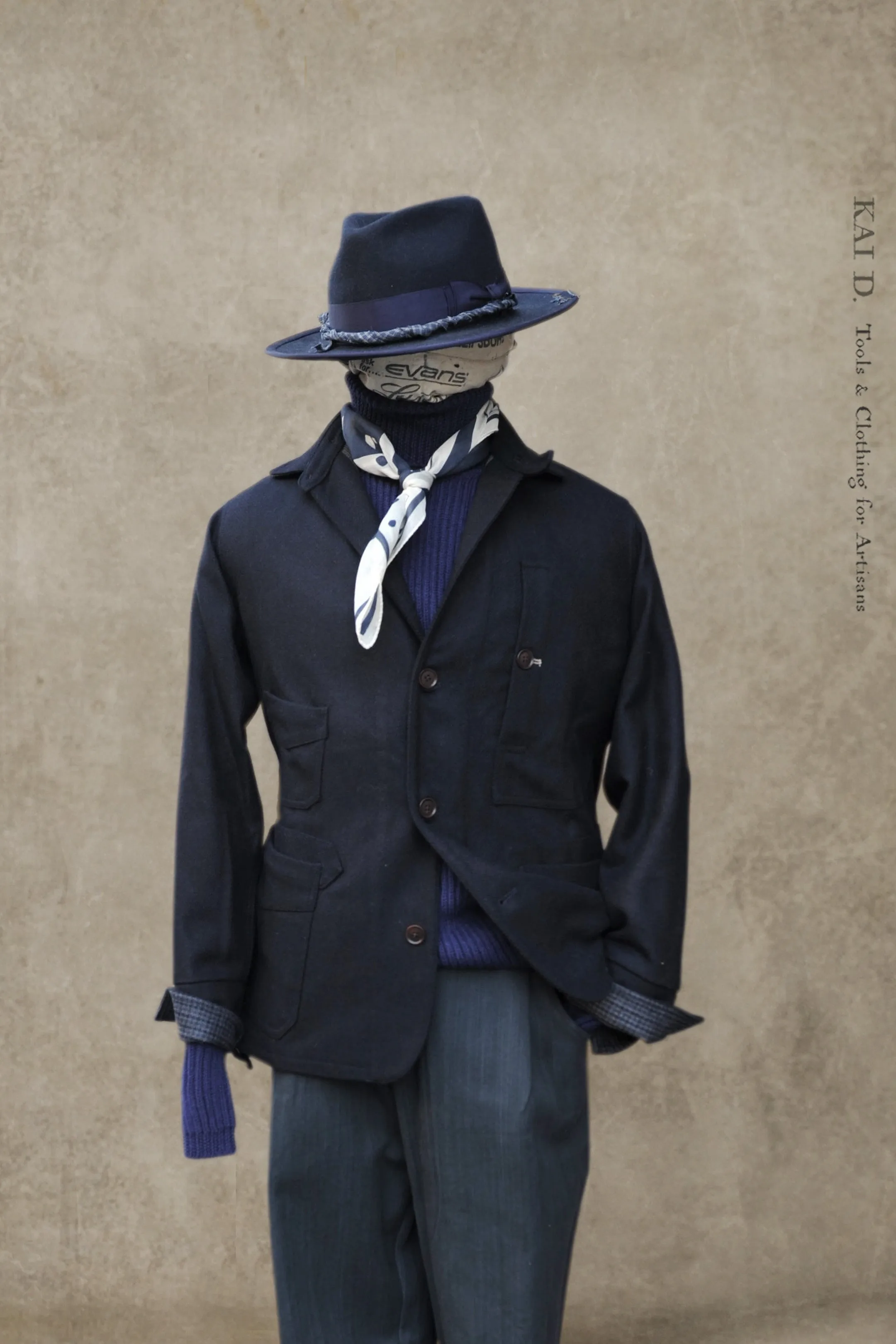 Degas Work Jacket - Herringbone Wool - Deep Navy - S, M, L, XL, XXL (NO RETURN)
