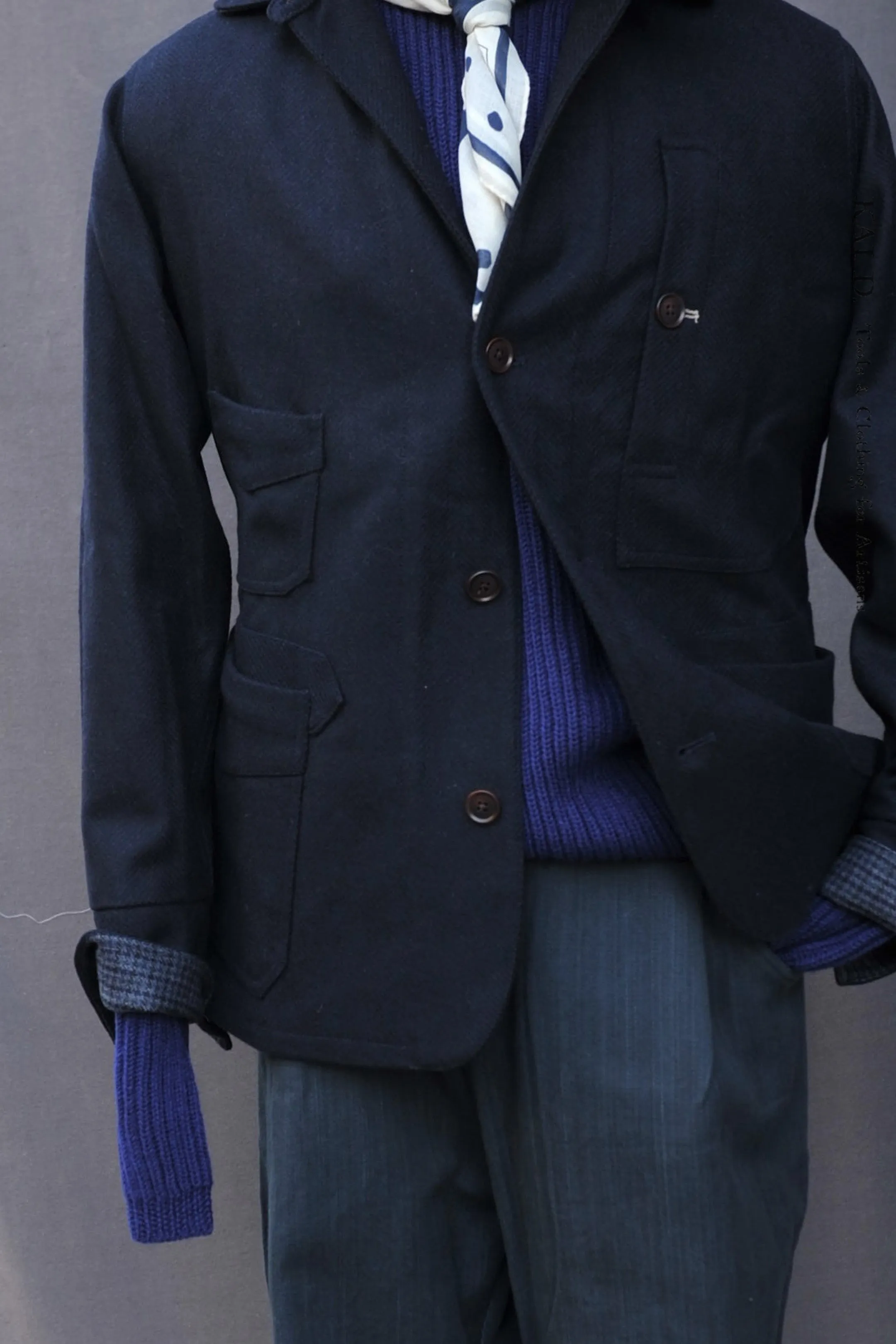 Degas Work Jacket - Herringbone Wool - Deep Navy - S, M, L, XL, XXL (NO RETURN)