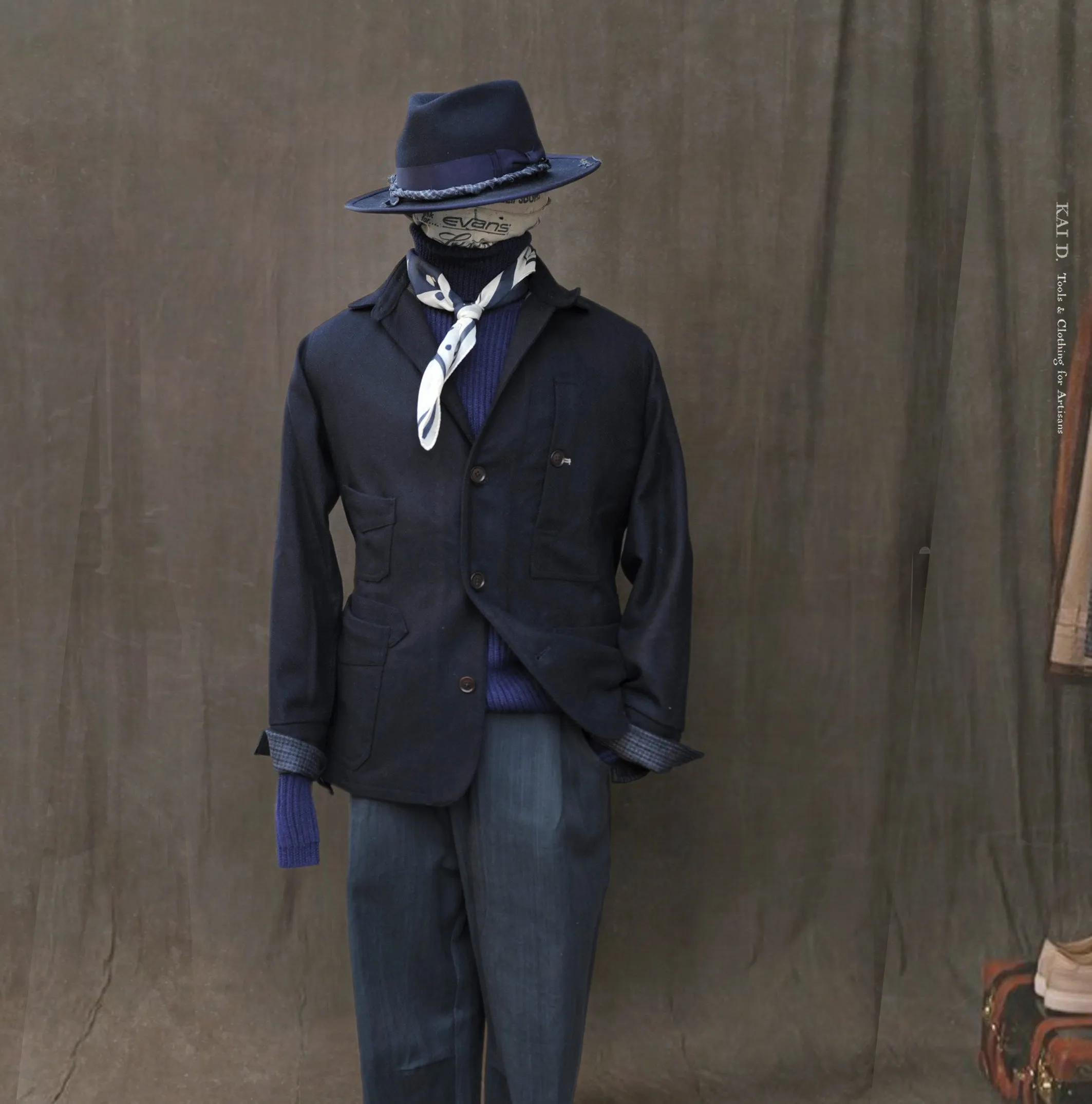 Degas Work Jacket - Herringbone Wool - Deep Navy - S, M, L, XL, XXL (NO RETURN)