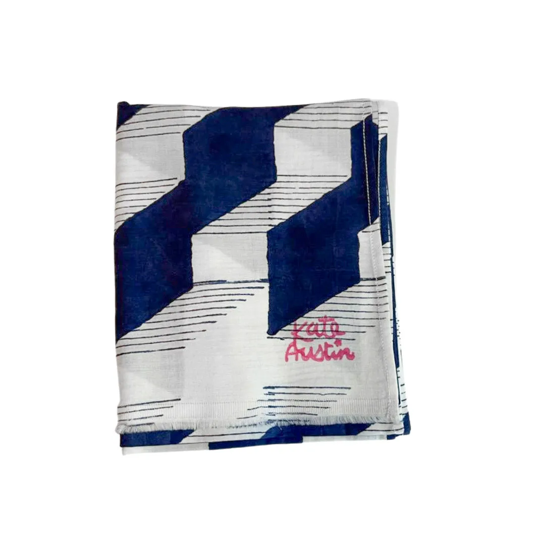 Donna Scarf in Navy Zigzag