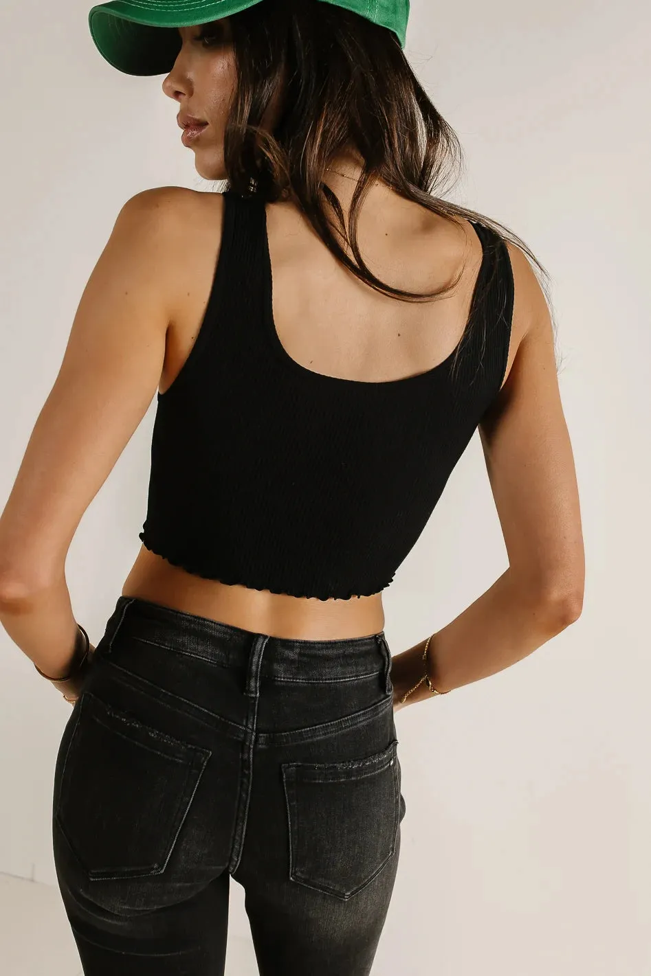 Everleigh Cropped Tank in Black - FINAL SALE