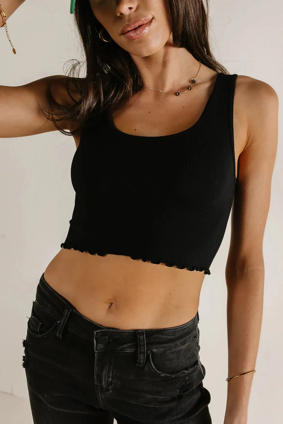 Everleigh Cropped Tank in Black - FINAL SALE