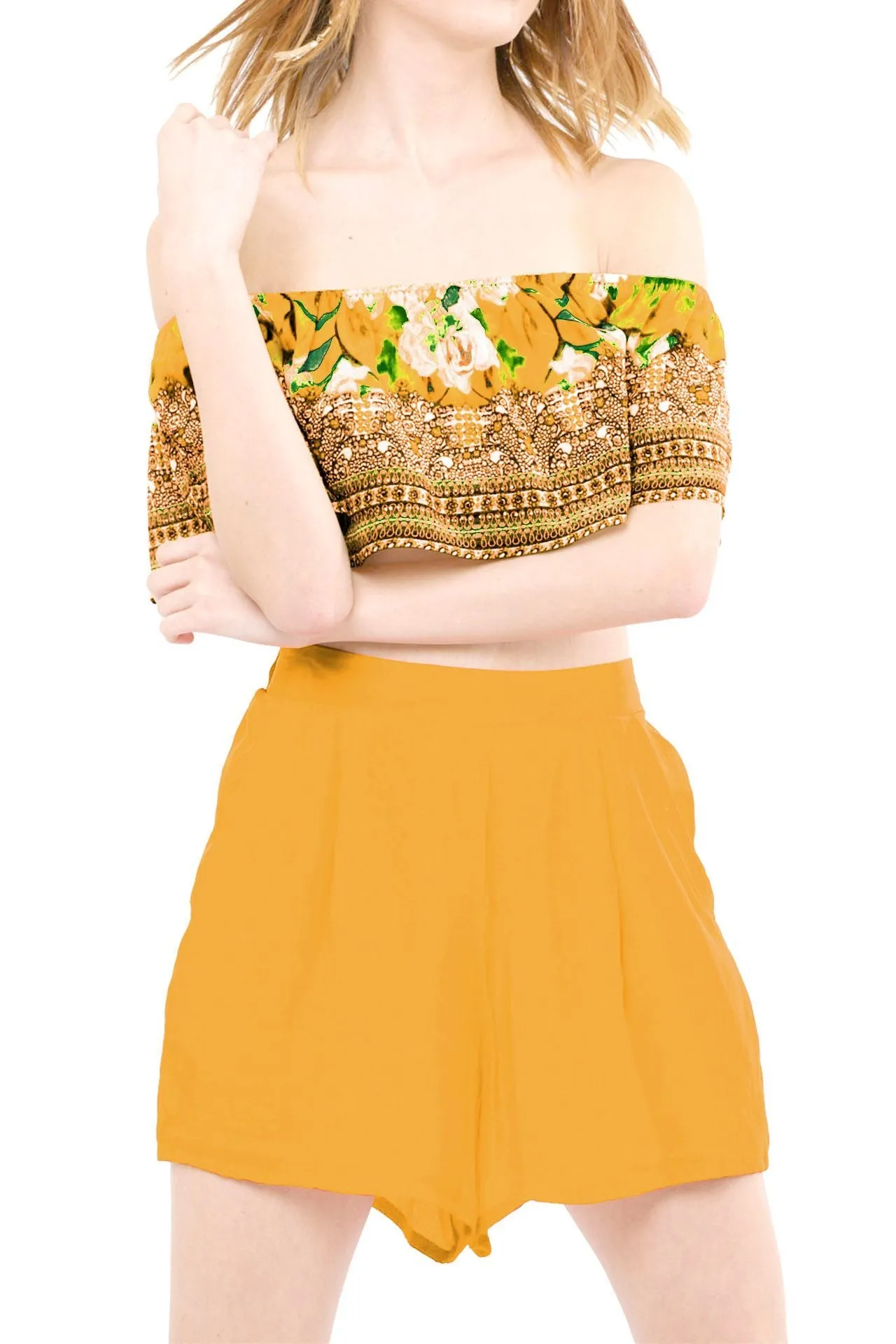 Floral Print Yellow Crop Top