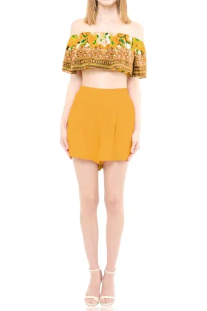 Floral Print Yellow Crop Top
