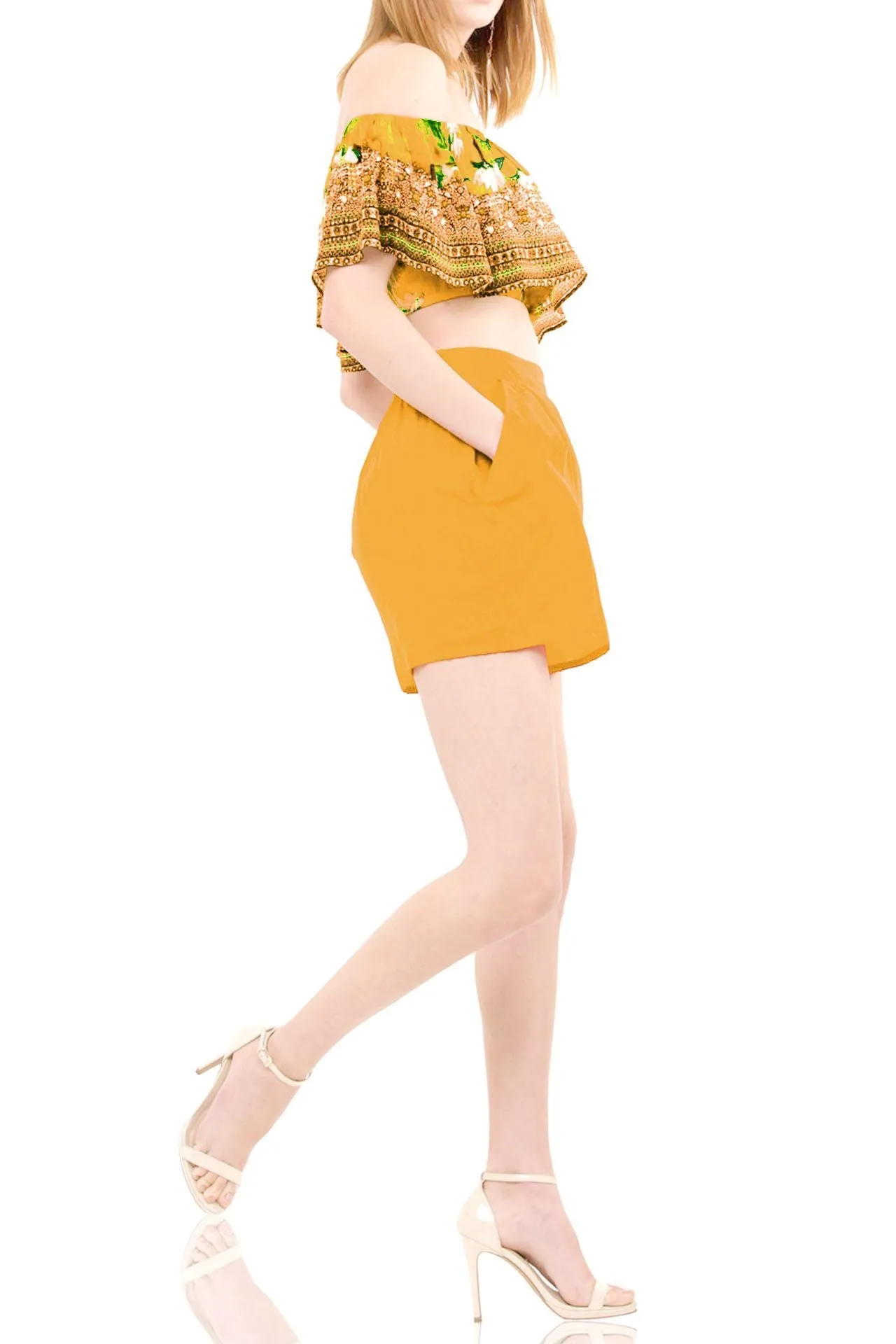 Floral Print Yellow Crop Top