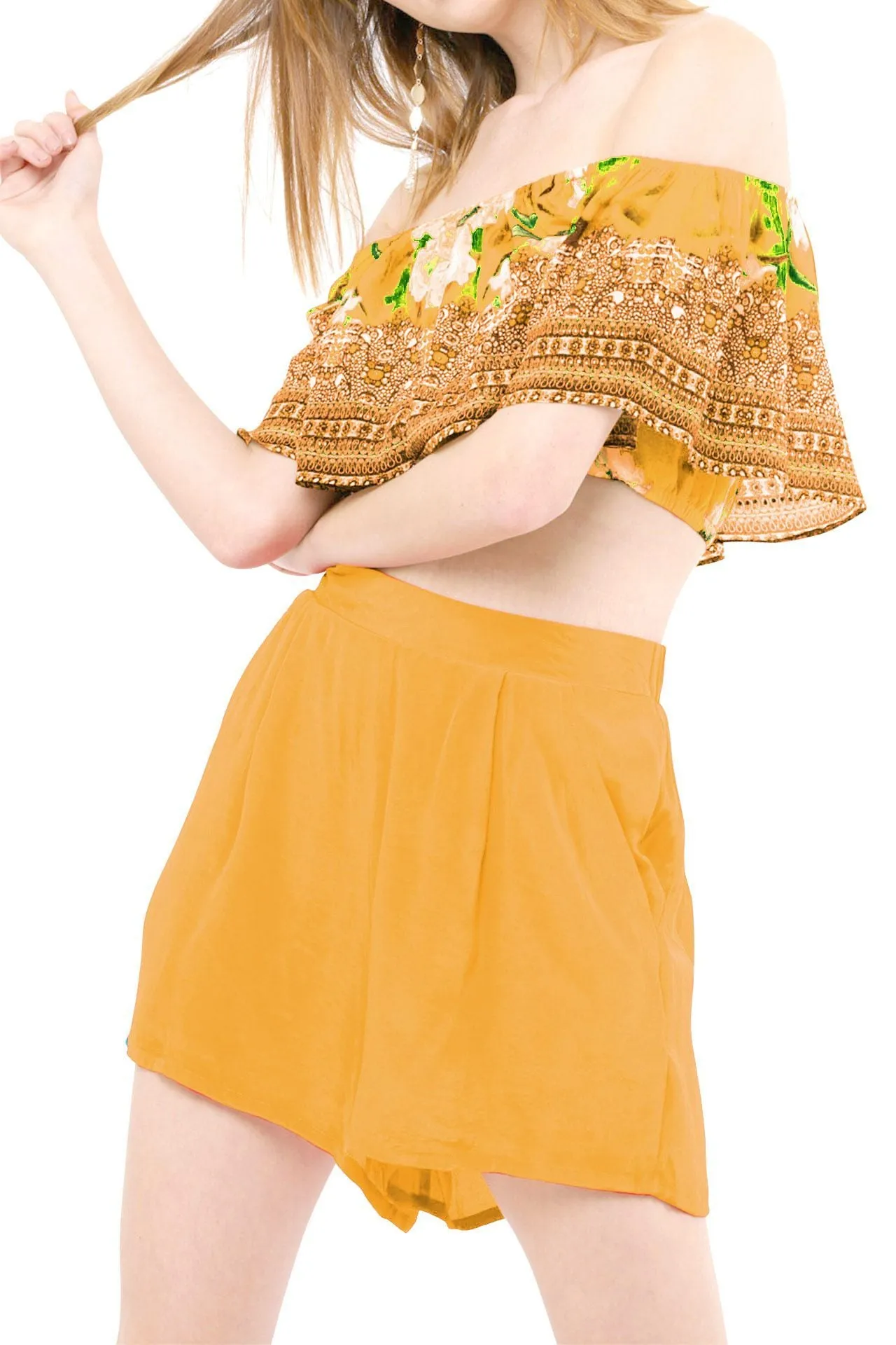 Floral Print Yellow Crop Top