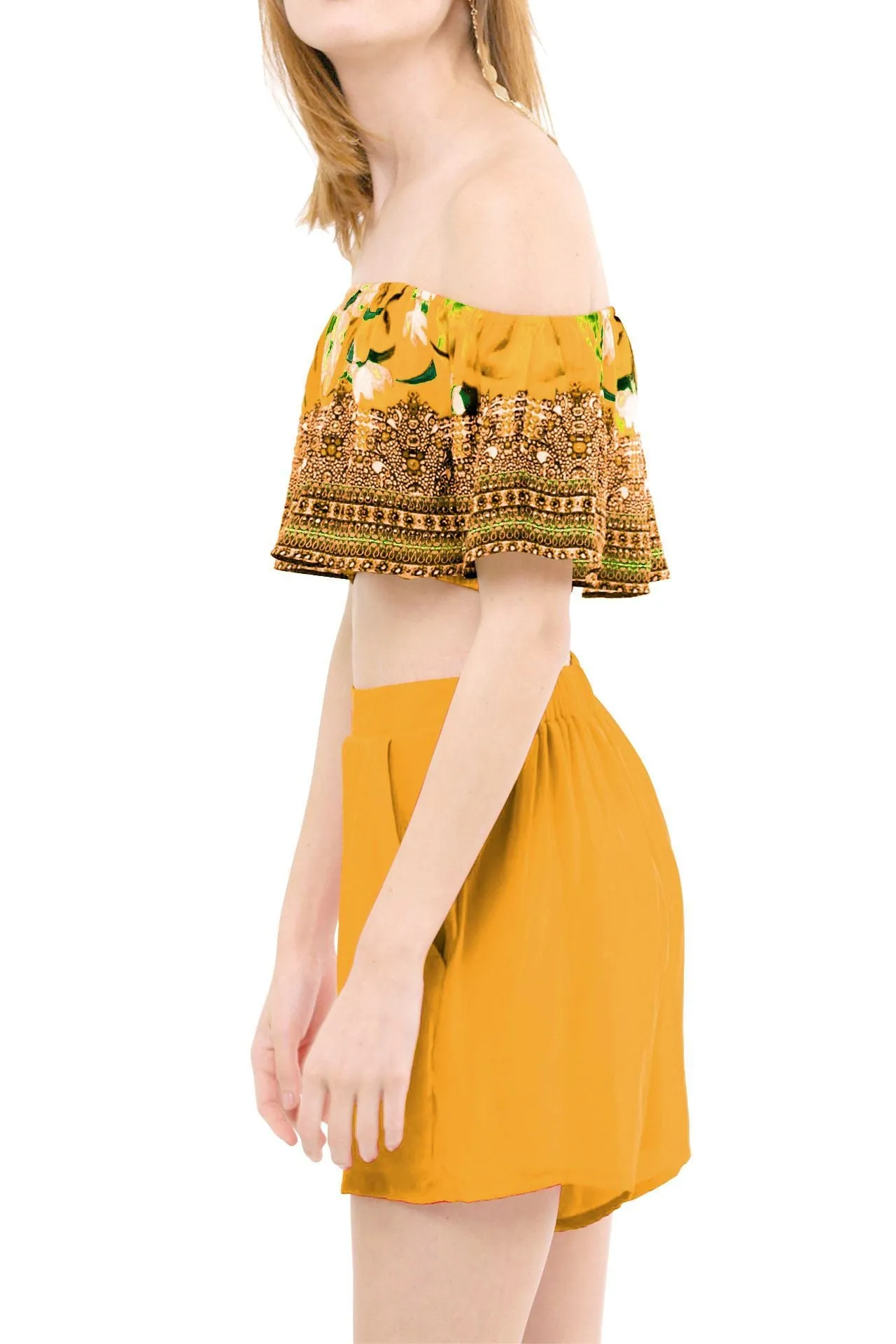 Floral Print Yellow Crop Top