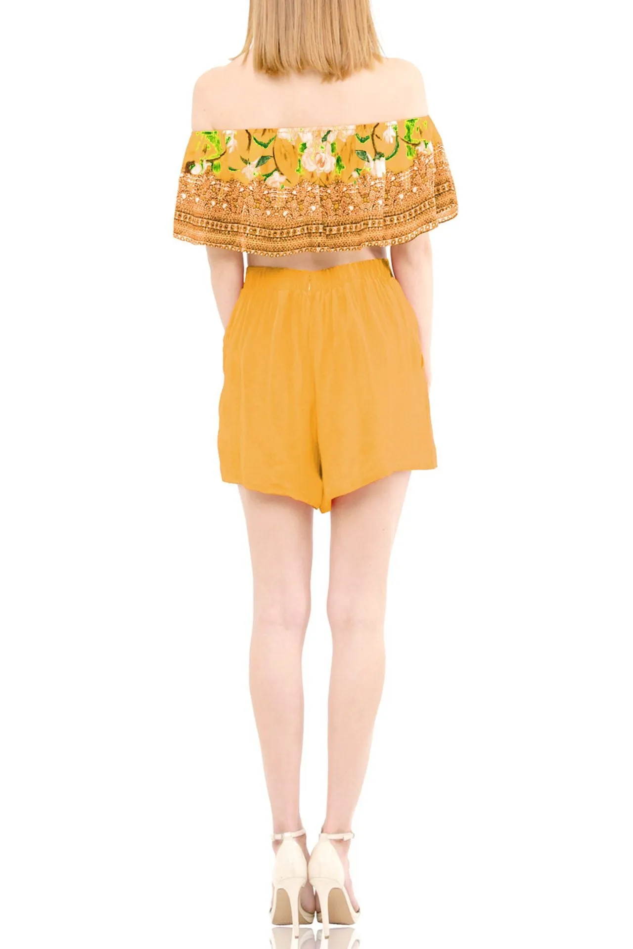 Floral Print Yellow Crop Top