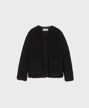 Furry Cashmere Short Jacket - Black
