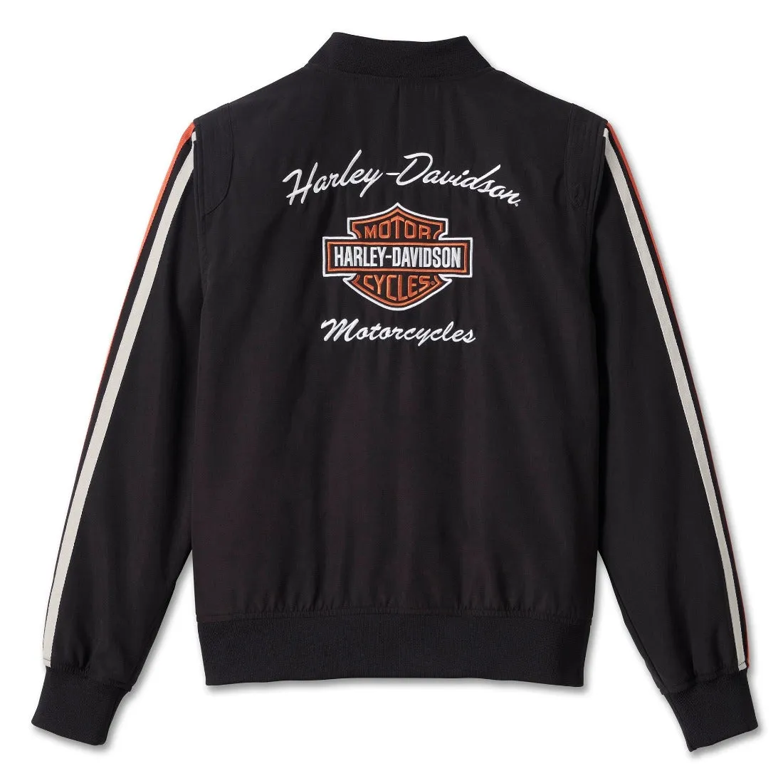 Harley-Davidson Women's Iconic Colorblocked Stripe Bomber Jacket, Black/Orange 98403-23VW