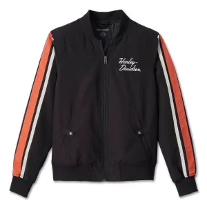 Harley-Davidson Women's Iconic Colorblocked Stripe Bomber Jacket, Black/Orange 98403-23VW