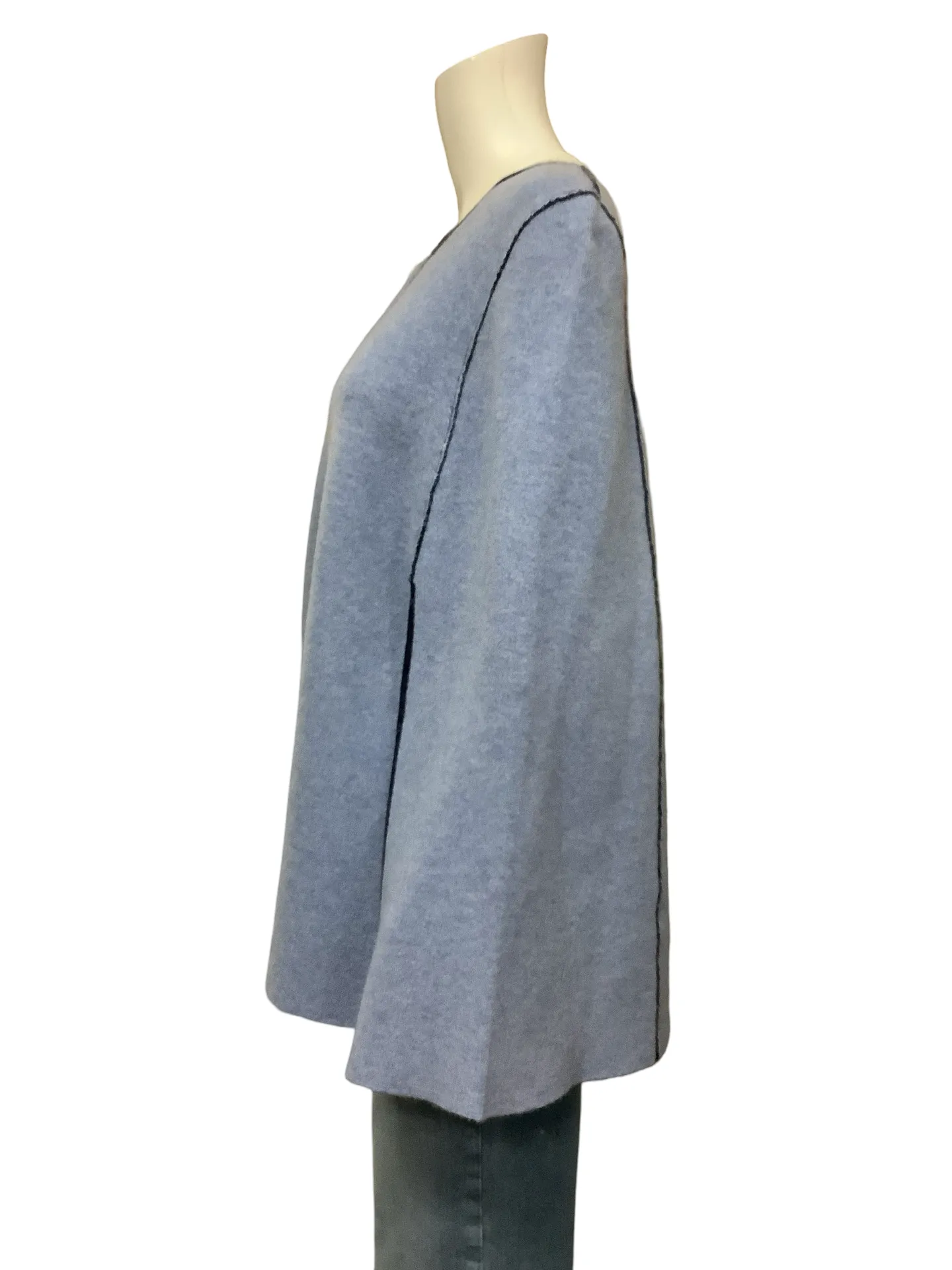 In Cashmere Blend Zip Front Reversible CapeSize: L/XL