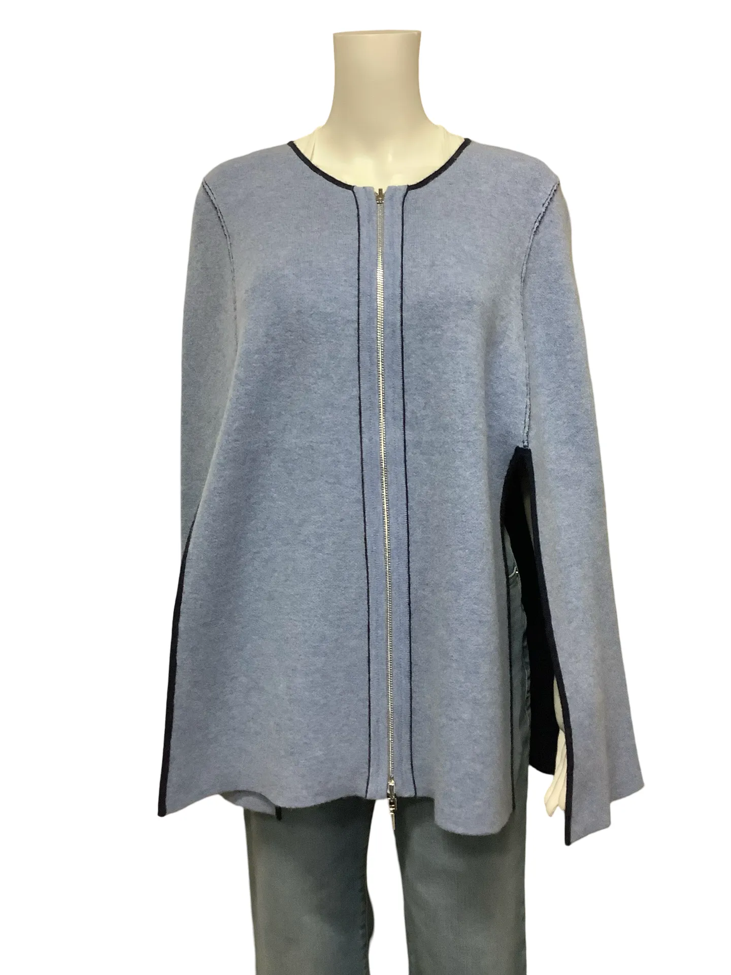 In Cashmere Blend Zip Front Reversible CapeSize: L/XL