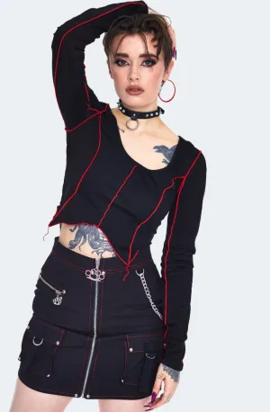 Jagged Stitched Hem Crop Top-FINAL SALE
