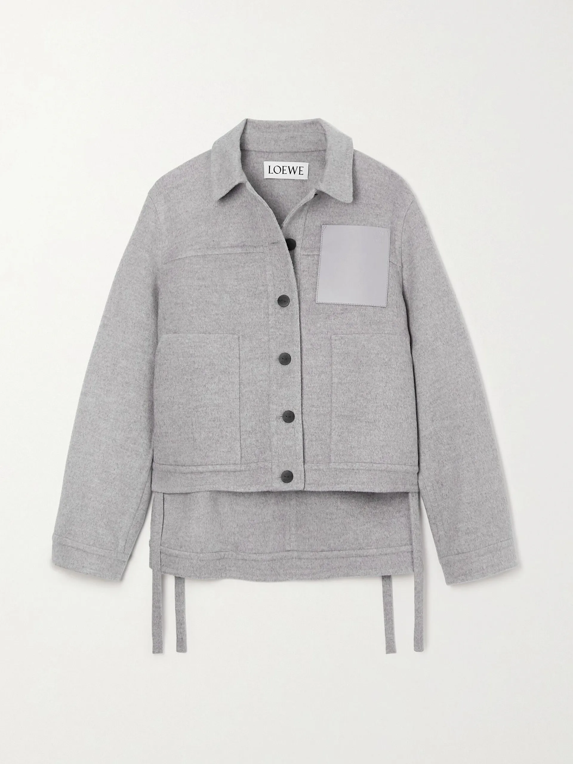 Leather-trimmed wool and cashmere-blend jacket