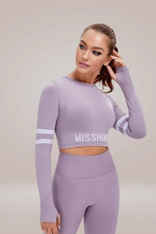 Lilac Athleisure Crop Top with Thumbholes
