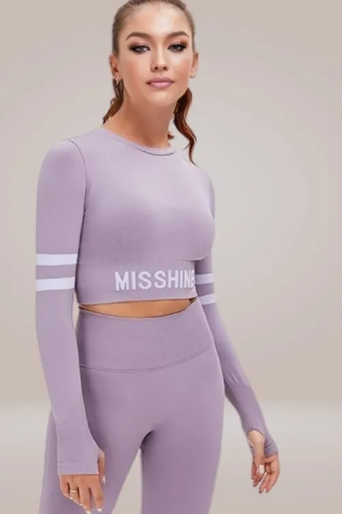 Lilac Athleisure Crop Top with Thumbholes