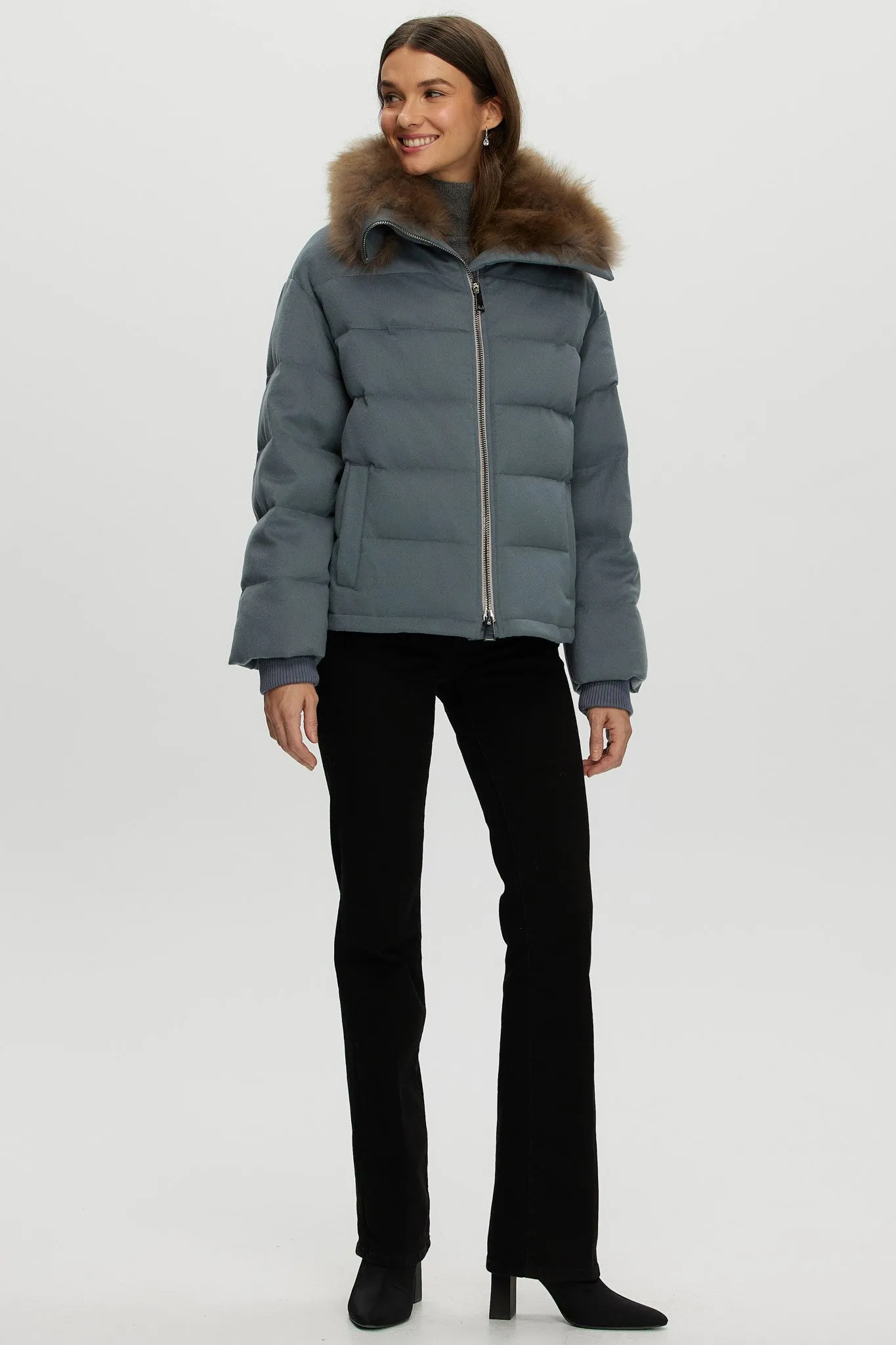 Loro Piana Cashmere Down Jacket with Select Cashmere Goat Collar