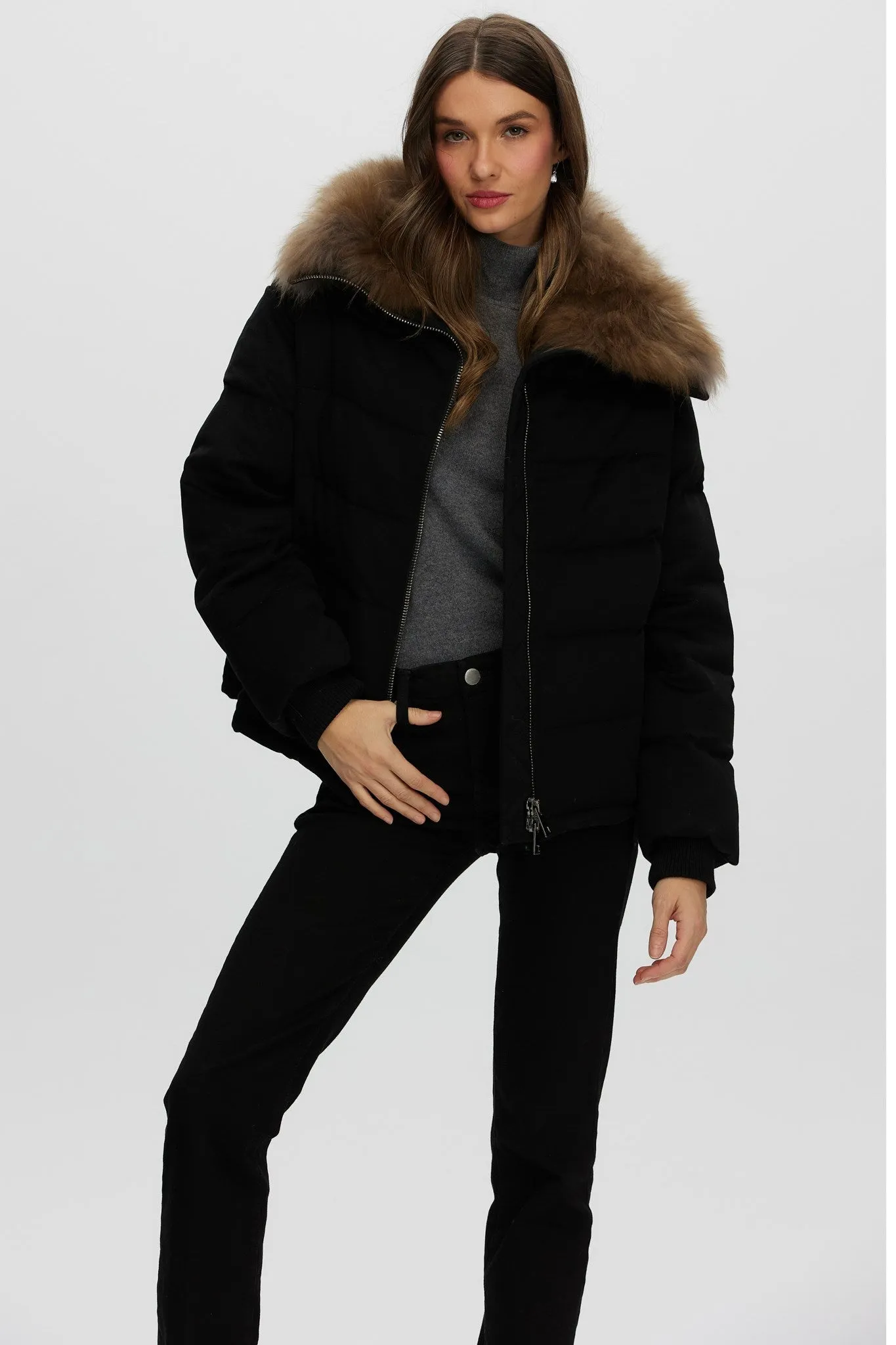 Loro Piana Cashmere Down Jacket with Select Cashmere Goat Collar