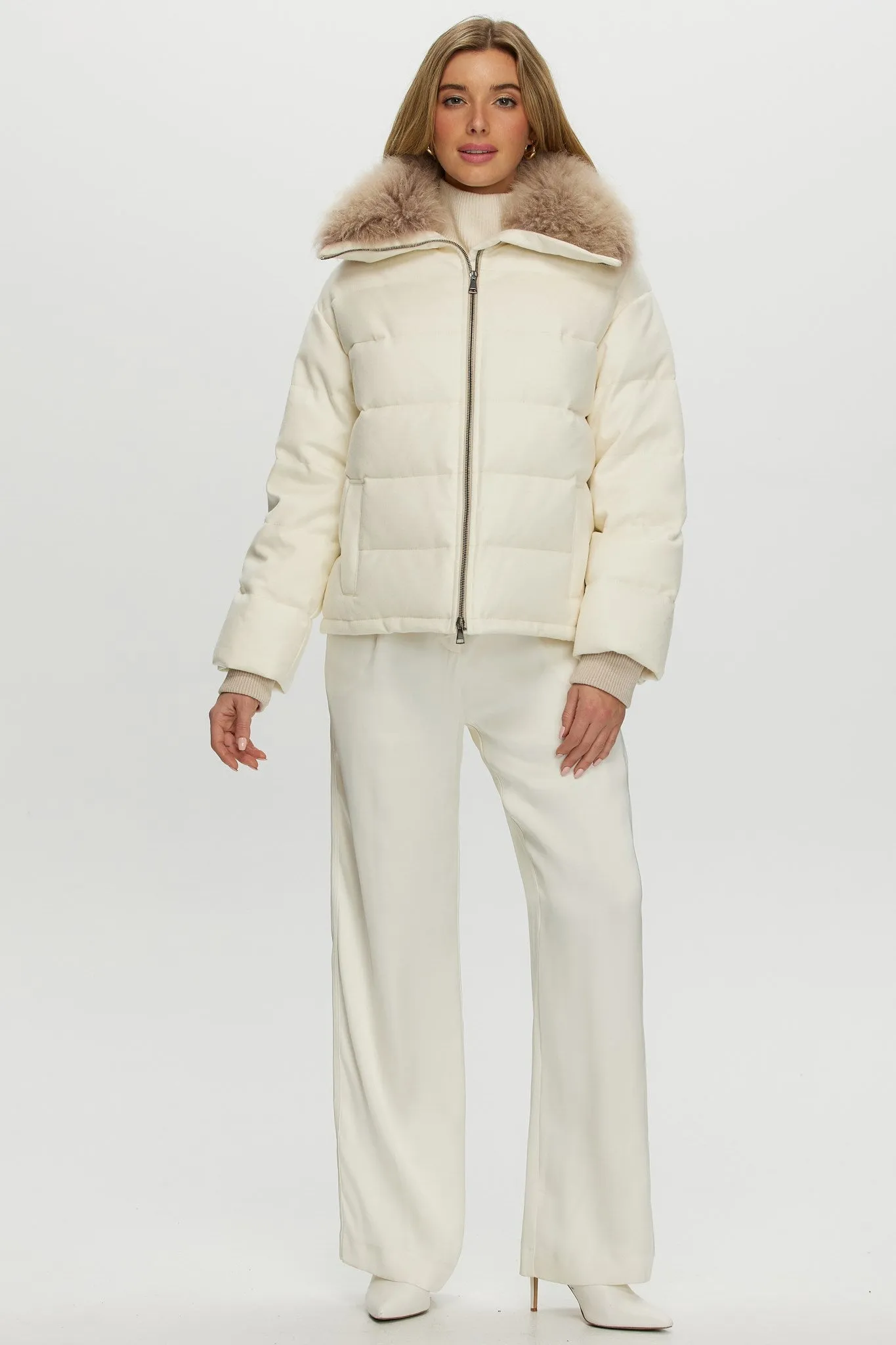 Loro Piana Cashmere Down Jacket with Select Cashmere Goat Collar